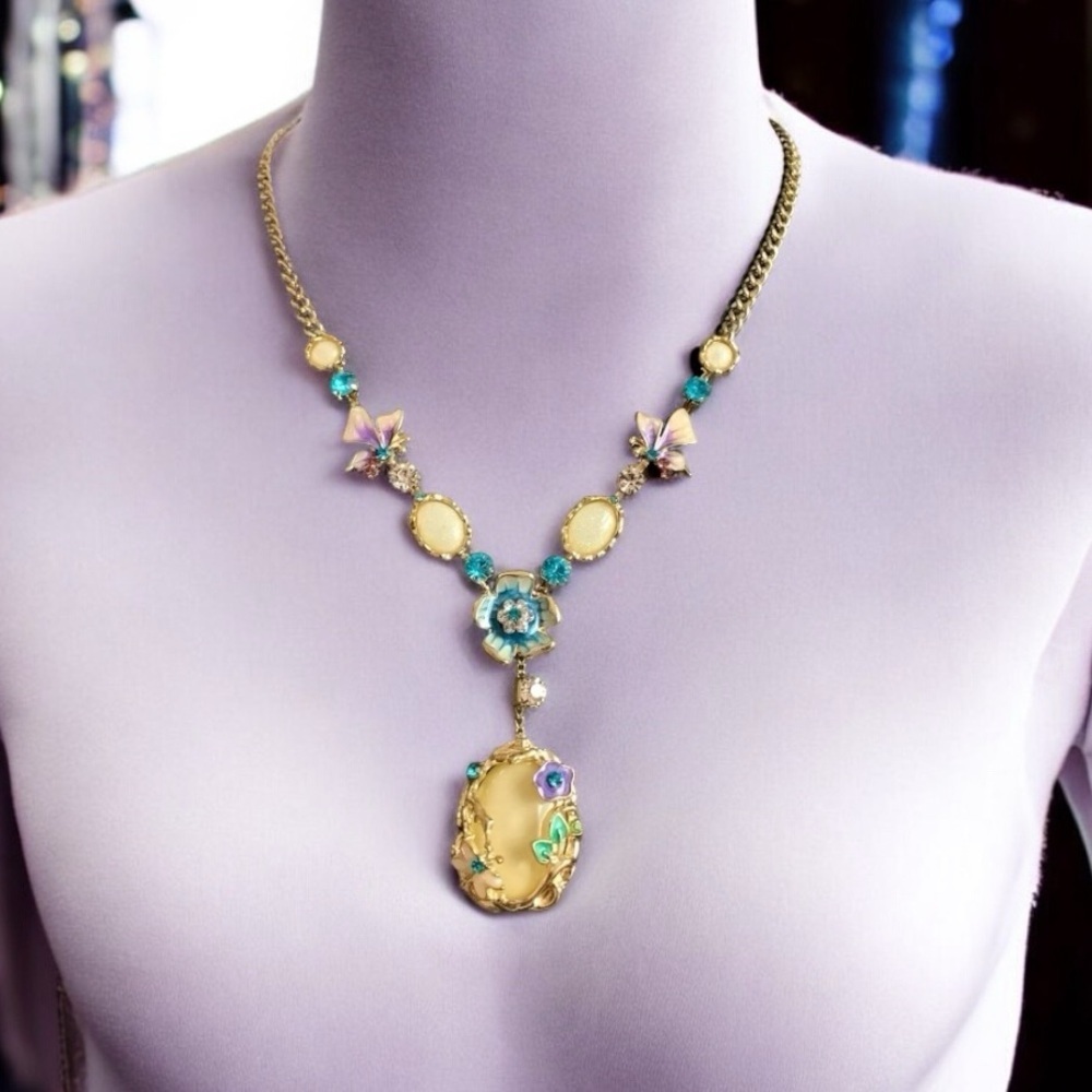Statement Multicolor Crystal Floral Necklace Wome… - image 1